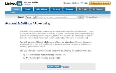 LinkedIn vraagt toestemming voor profile targeting in haar netwerk