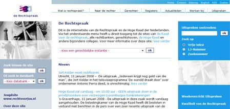 Homepage van Rechtspraak.nl