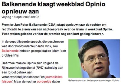 Elsevier over Balkenende en Opinio