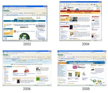 webdesign Amazon.com 2002-2008