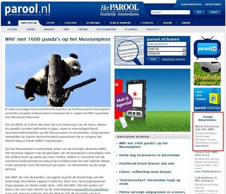 13. Google Ad near the news release about the Panda Action