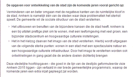 Stuk tekst op www.arnhem.nl