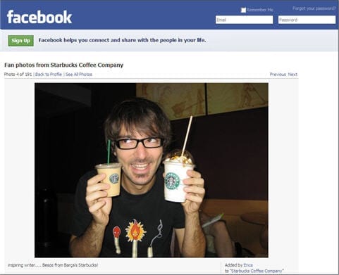 Starbucks fan foto's op Facebook