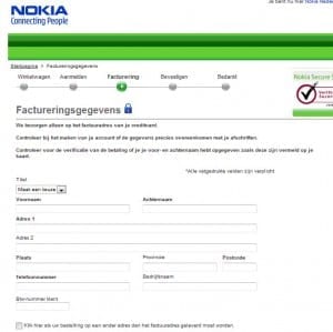 Nokia biedt aan om de bestelling op een ander adres dan het factuuradres af te leveren