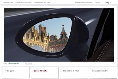 De online testrit op de microsite van de Porsche Cayenne