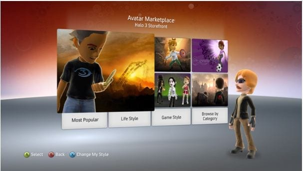 Xbox360 avatar in marketplace