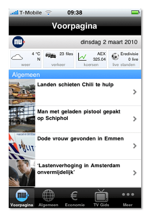 De app-versie van nu.nl. 