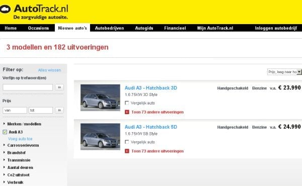 mat Weigeren eer AutoTrack.nl: Vergelijk aanbod van auto's - Frankwatching Reports