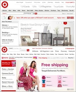 Schermafdrukken: Target.com voor en na de toegankelijkheids-aanpassingen