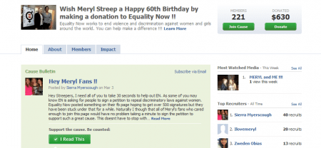 Facebook's Birthday Wish Meryl Streep