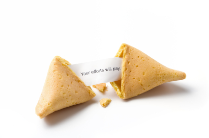 isolated broken fortune cookie w/message