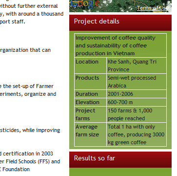 Voorbeeld van tabellen op de site van DE Foundation