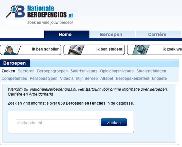 Nationaleberoepengids_screenshot
