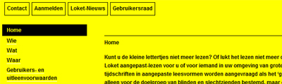 Een website in zwart-geel contrast