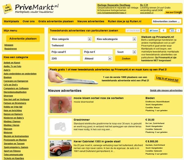 Ontwikkelen Tijd rommel Privémarkt.nl: 2ehands marktplaats zonder handelaren - Frankwatching Reports