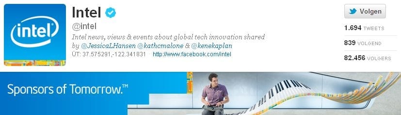 Banner Twitterpagina Intel