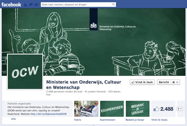 Facebookpagina ministerie