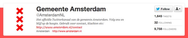 Twitterbio gemeente Amsterdam