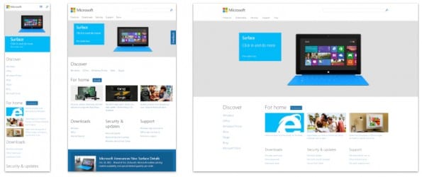 De nieuwe (responsive) website van Microsoft
