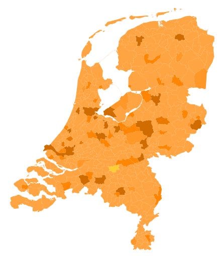 Landkaart Nederland Oranje