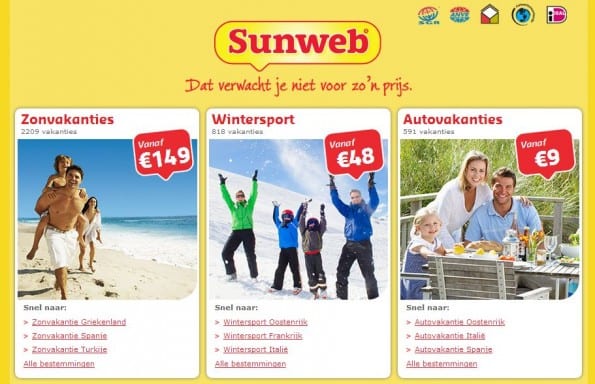 Screenshot Sunweb website