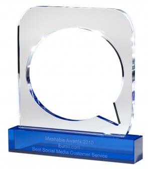 EUrail won de Mashable Award 2011 voor "Best Social Media Customer Service"
