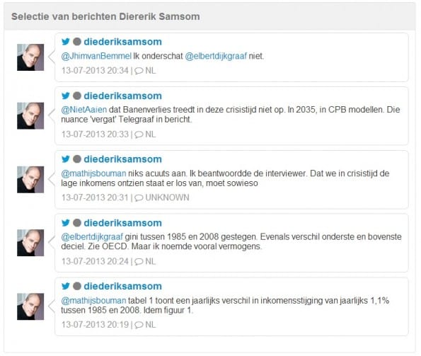 Selectie van berichten Diederik Samsom online monitoring OBI4wan webcare