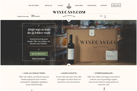 Bij Winecast kun je je maandelijkse portie wijn laten uitzoeken door specialisten 