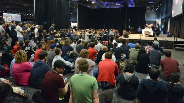 Het publiek bij de SXSW-sessie van Mass Relevance. Foto: TamTam.