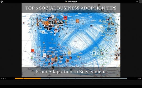 #SocialNow @Elsua Luis Suarez slidedeck top 5 tips on adoption internal social