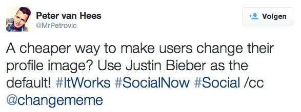 #SocialNow take Justin Bieber as a profile picture to drive adoption