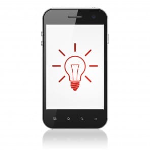 Business concept: Light Bulb on smartphone