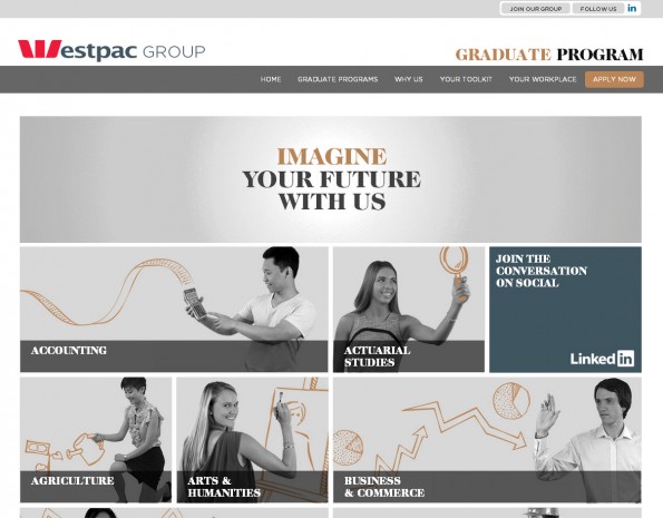 Westpac Graduates website homepage