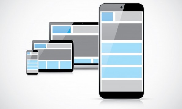 Responsive mobile first web design in smartphone vector