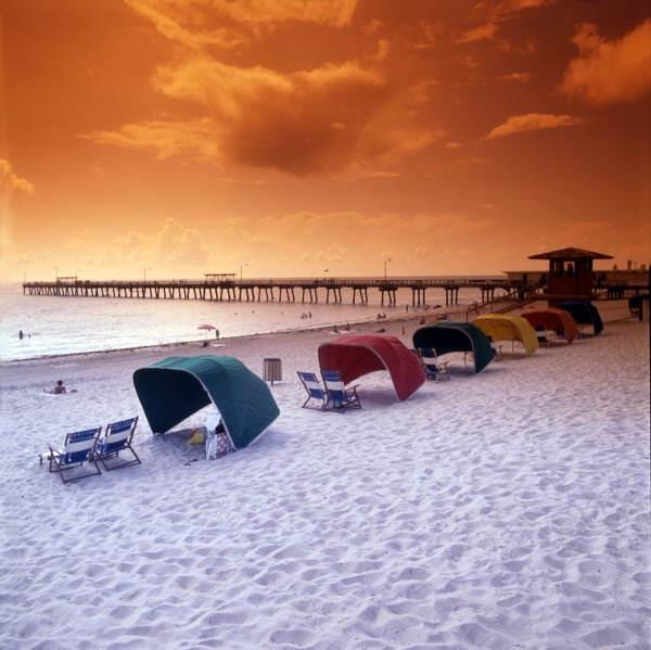 Cabanas near the Riviera Beach Pier. Photographer Milo H. Stewart III