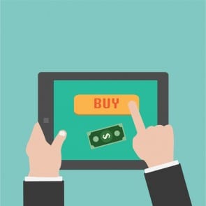 Vector Buying online with tablet