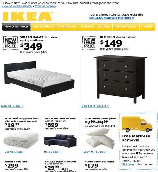 E-mail als mini-website: voorbeeld van IKEA.