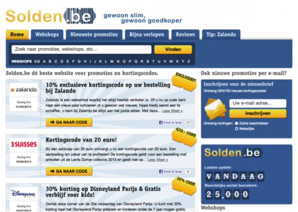 Oude website Solden.be