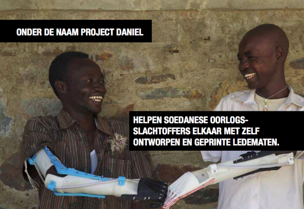 Onder de naam project daniel, helpen Soedanese oorlogsslachtoffers elkaar met zelf ontworpen en geprinte ledematen.