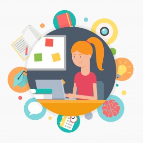 Online education, e-learning concept, vector illustration