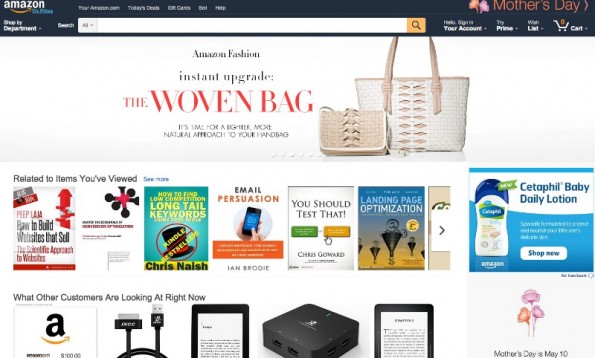 Amazon home page in 2015