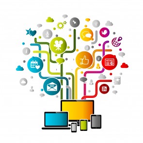 Internet concept illustration. Colorful gadget icons