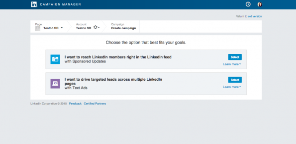 3. LinkedIn campaign manager home