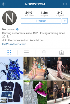 Instagram bio van Nordstrom en like2buy