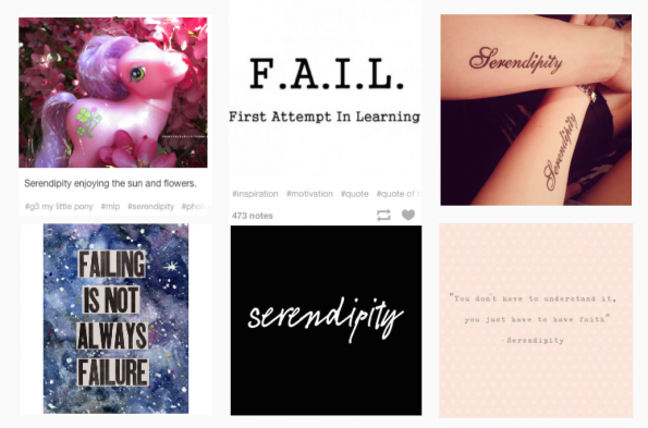 Collage Tumblr en Instagram posts over serendipity