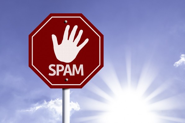 Stop Spam red sign with sun background