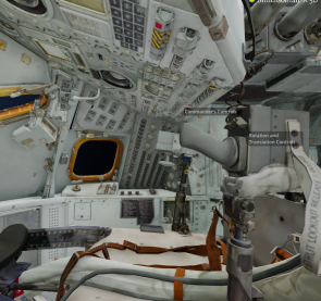 De 3-D ervaring zet je letterlijk met een muisklik in de stoel van Neil Armstrong. 