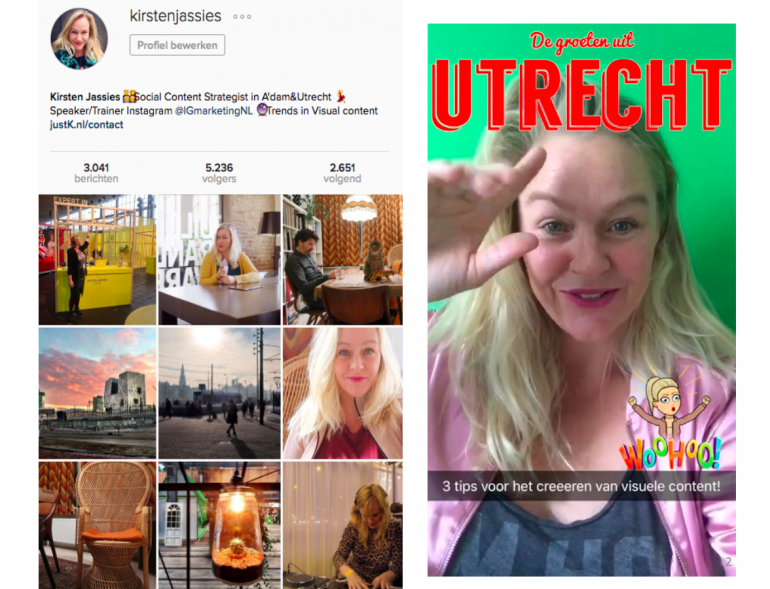Kirsten Jassies op Instagram en Snapchat