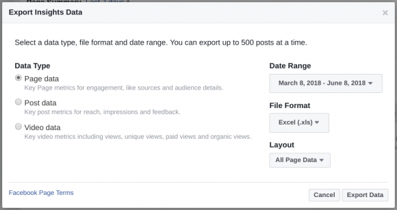 mogelijkheden facebook insights export
