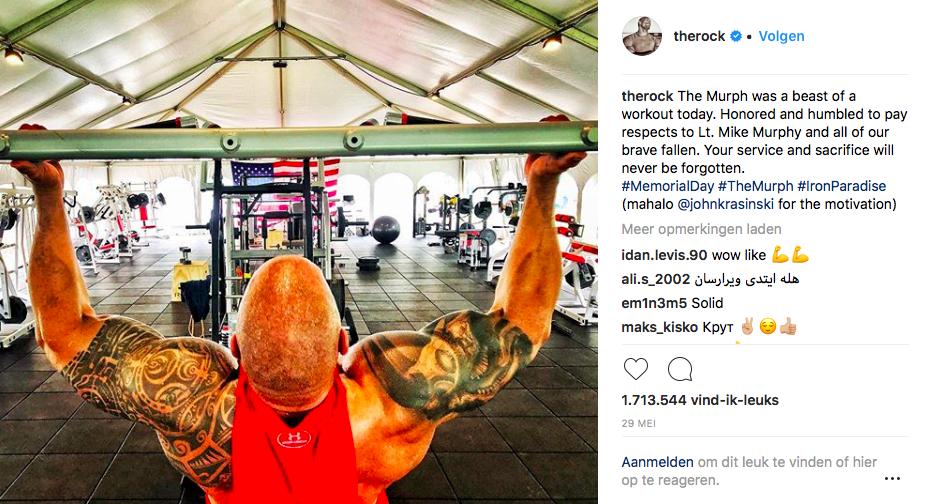 The Rock workout Instagram